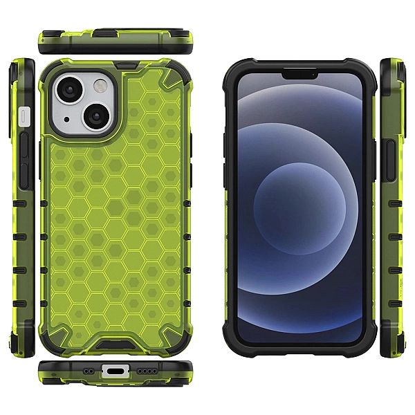 Honeycomb etui pancerny pokrowiec z żelową ramką iPhone 13 mini zielon