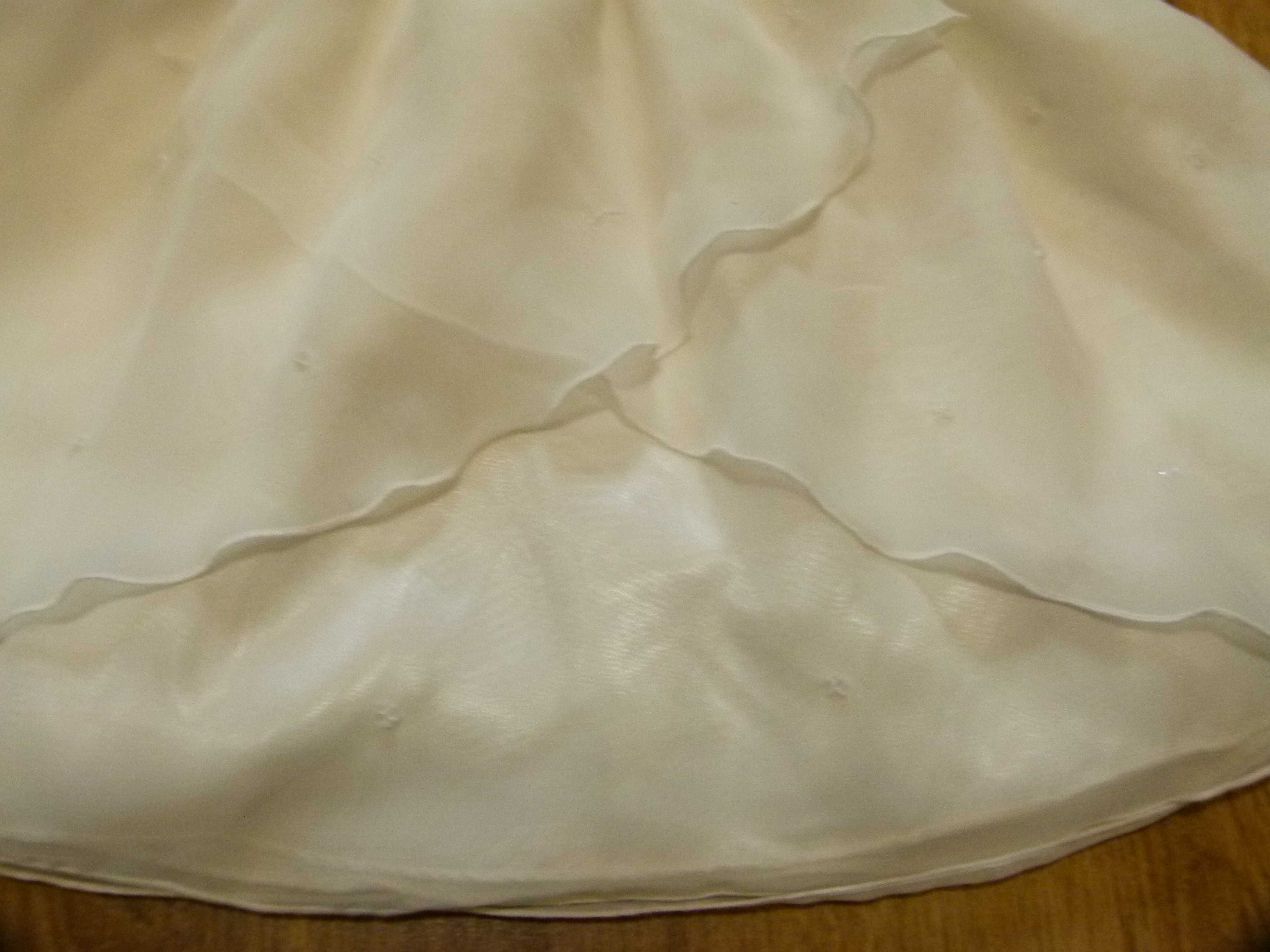 rozm 80 St.Bernard sukienka roczek chrzest biała kremowa elegancka