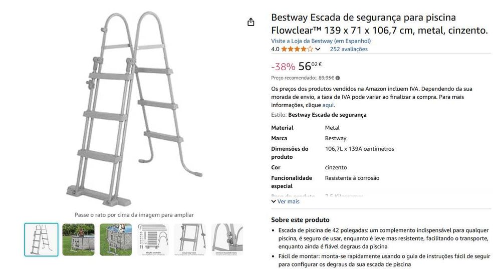 Escadas piscina Bestway