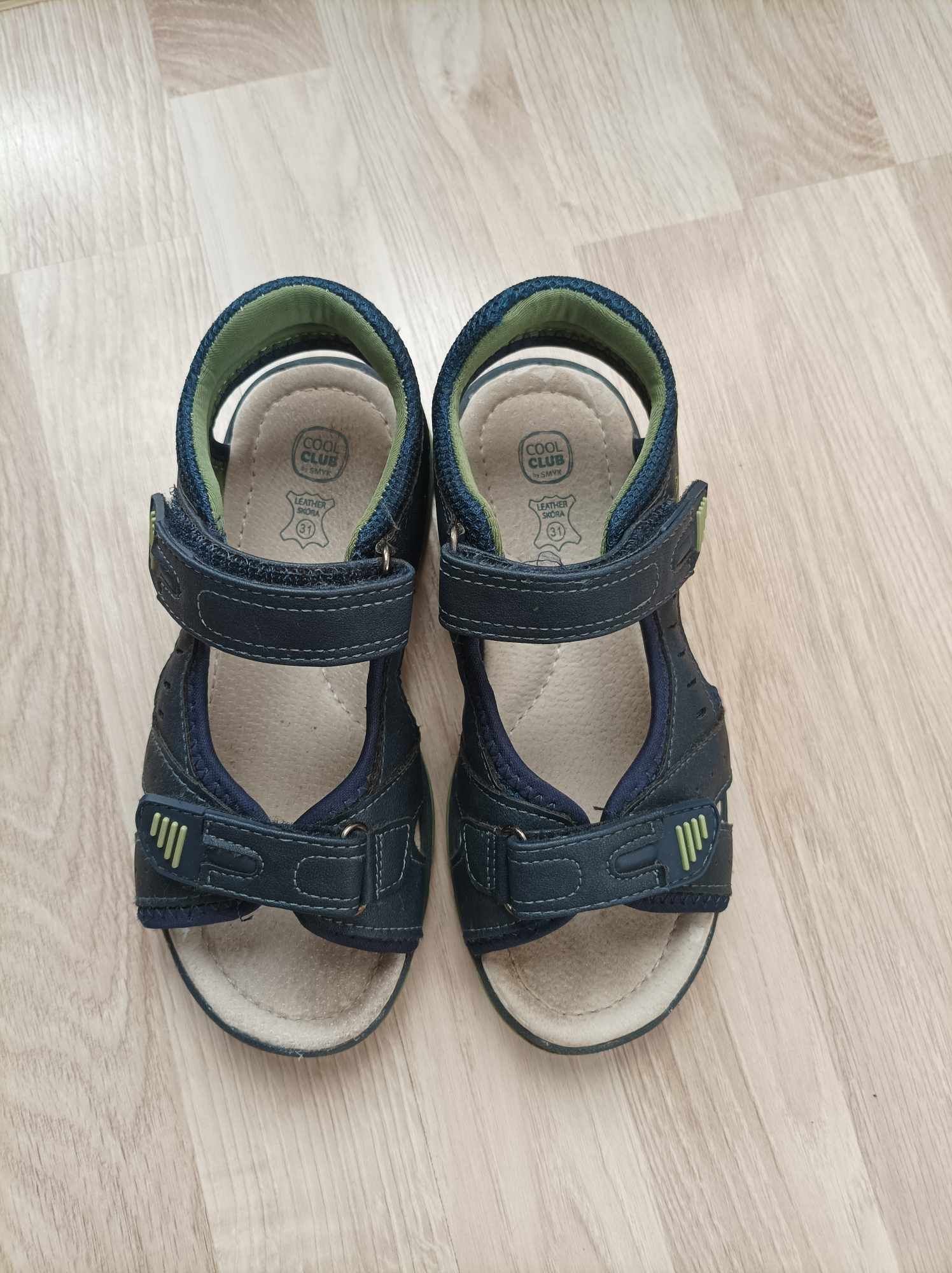 Granatowe zielone sandały sandałki skórzana wkładka Cool Club Smyk 31