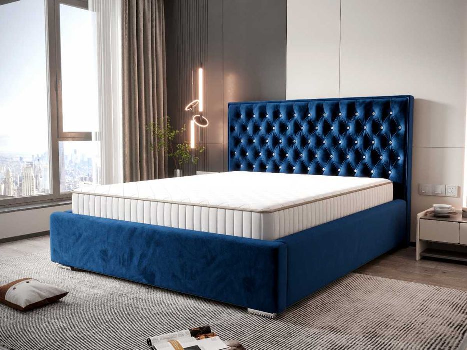 Pikowane Łóżko Podwójne Ze Stelażem Pojemnikiem Wybór Rozmiarów PANAMA