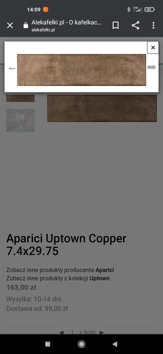 Płytki hiszpańskie Aparici Uptown Copper kolor miedź miedziany.