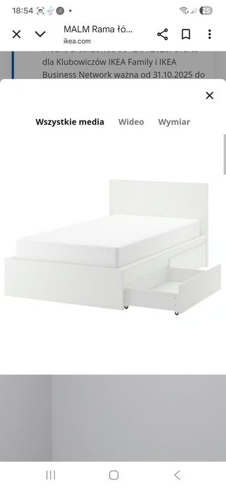 Łóżko ikea malm z 2 pojemnikami