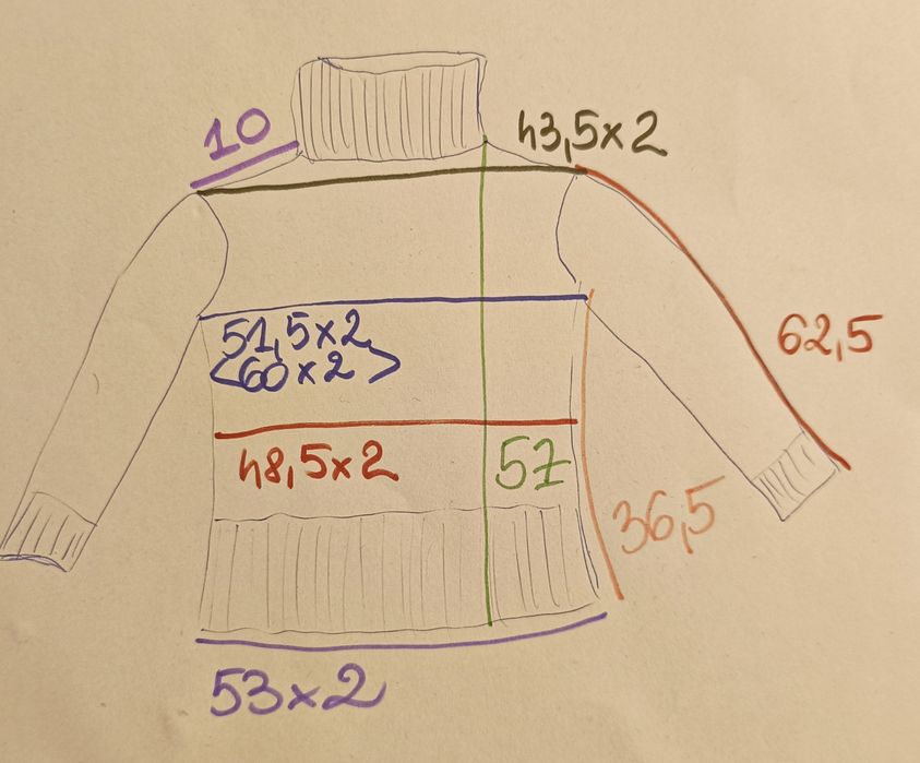 M L biust 51,5x2 Ciepły Klasyk! sweter melanż komin Cowl neck
