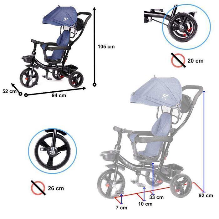 ROWEREK Trójkołowy Dziecięcy TRIKE FIX V3 LITE WÓZEK z Prowadnikiem