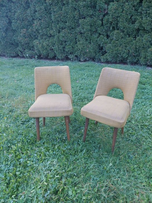 Krzesła muszelka PRL vintage Fabryka Mebli Słupsk