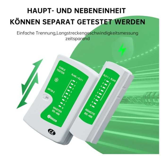 Tester kabli sieciowych LED RJ45, RJ11 Biaze