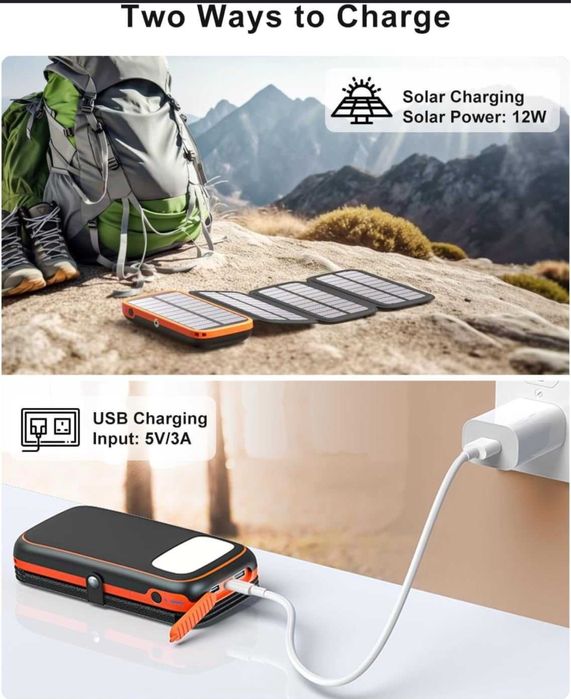 Power bank solarny 15W 26800mAh ładowarka solarna 4x panel solarny