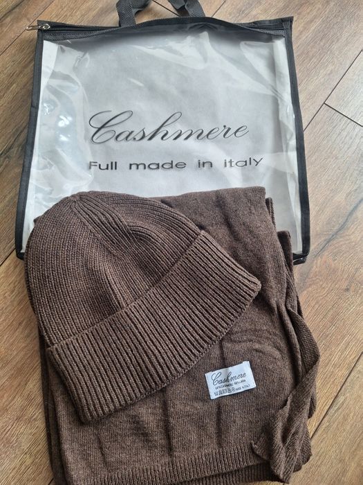 Cashmere komplet czapka+ szal 50% kaszmir 50% wełna