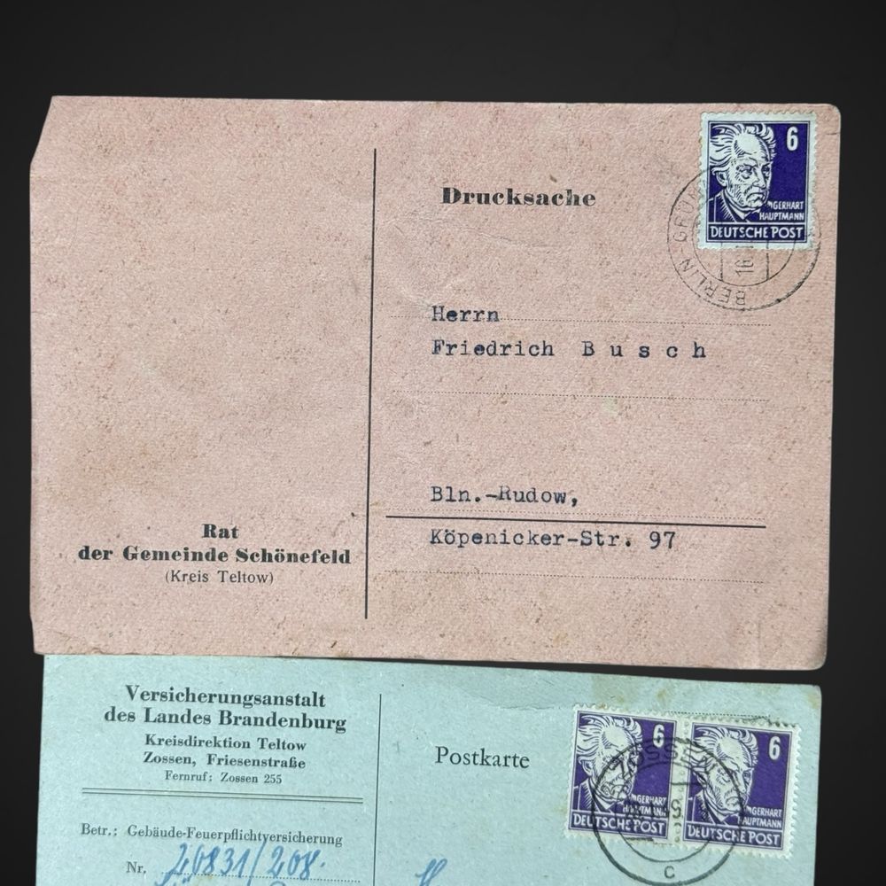 Niemieckie znaczki obiegowe formularz listowy Hauptmann Deutsche lk
