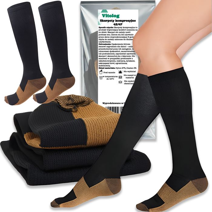 Skarpety Kompresyjne Podkolanówki Uciskowe Przeciw Żylakowe - 42-47