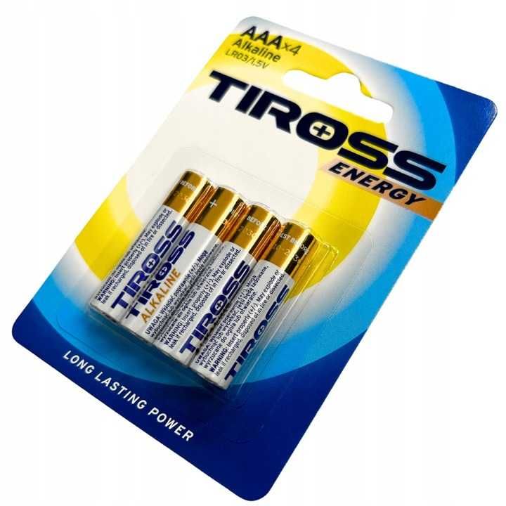 Baterie Bateria Tiross 4szt AAA LR3 1,5V Paluszki Alkaliczne do 2031r