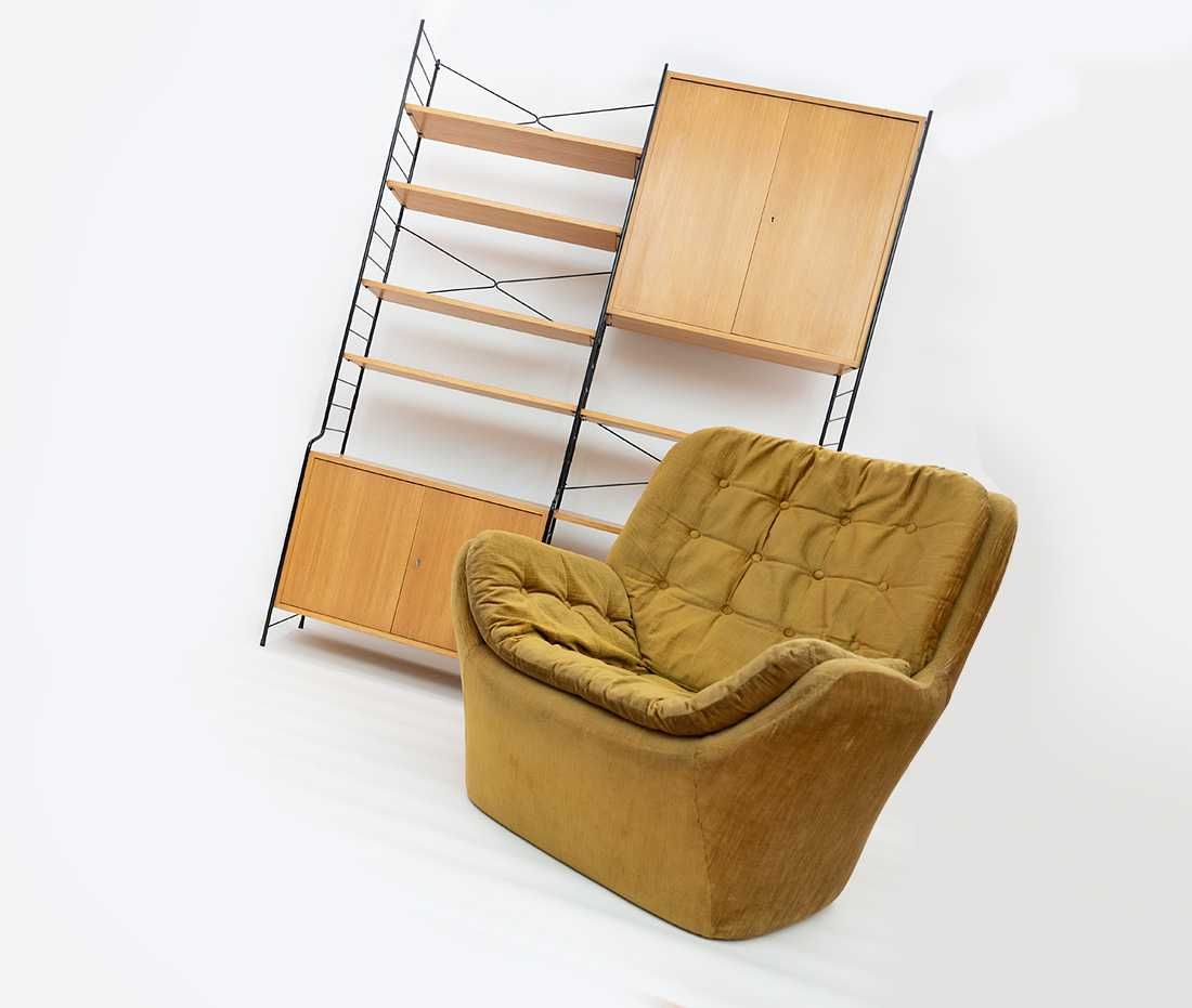 SOFA + 2 fotele + podnóżek SPACE AGE design lata 60