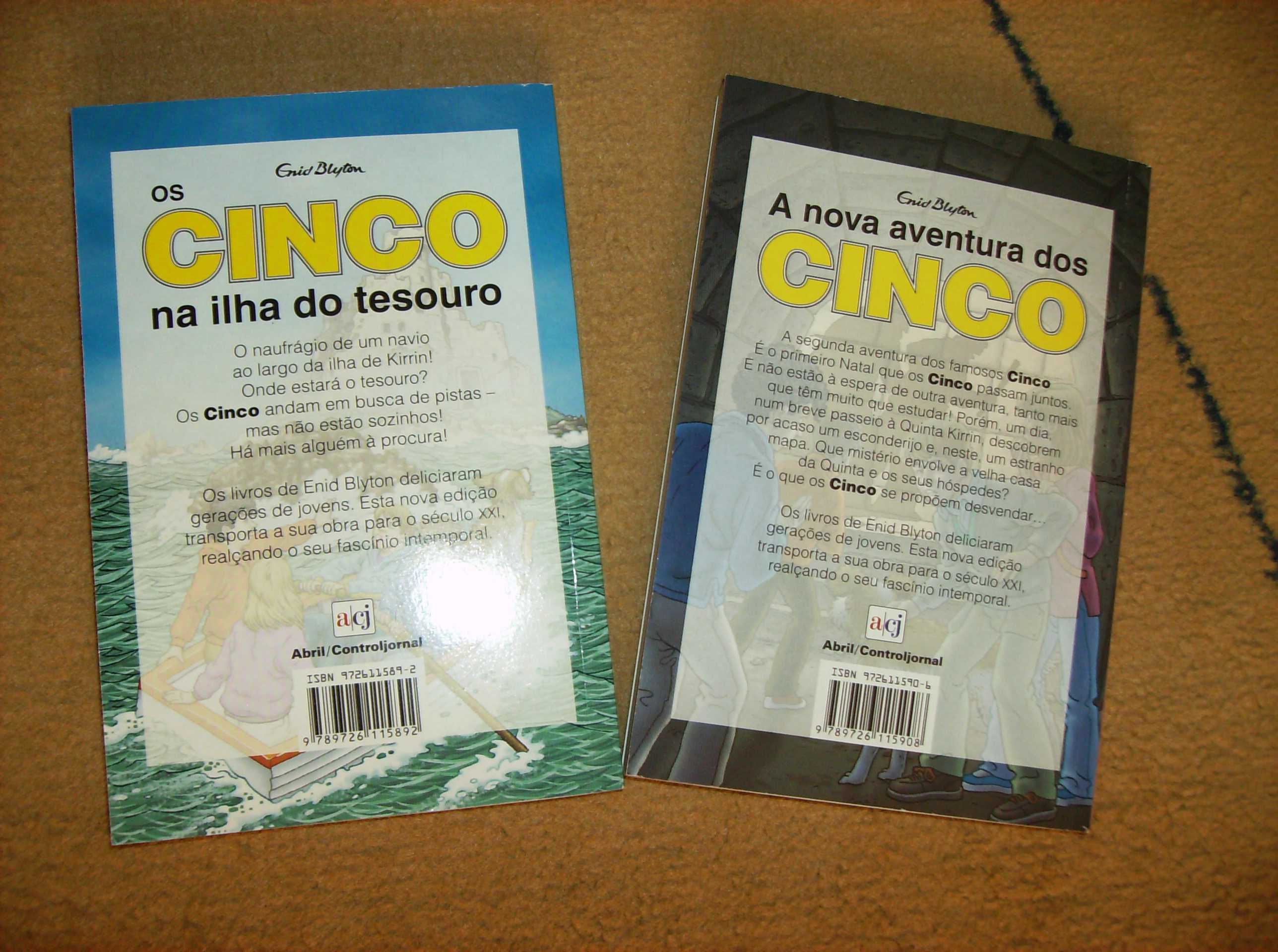 Livros "A Nova aventura dos cinco" e "Os Cinco na Ilha do Tesouro"