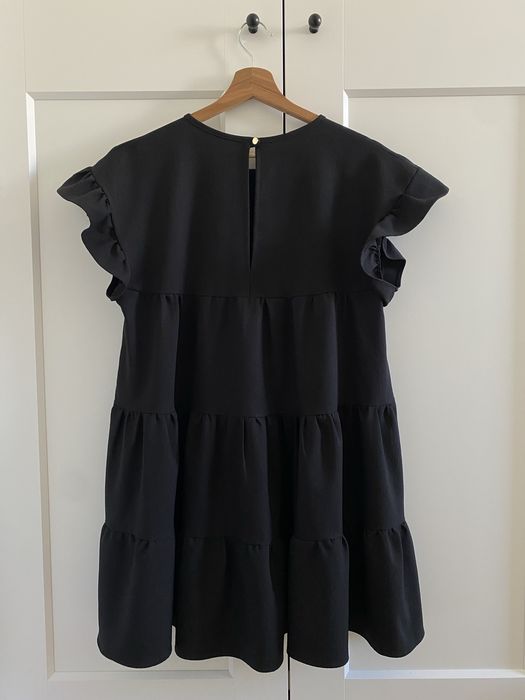 Czarna krótka sukienka rozkloszowana z falbanami lato oversize S/M/L