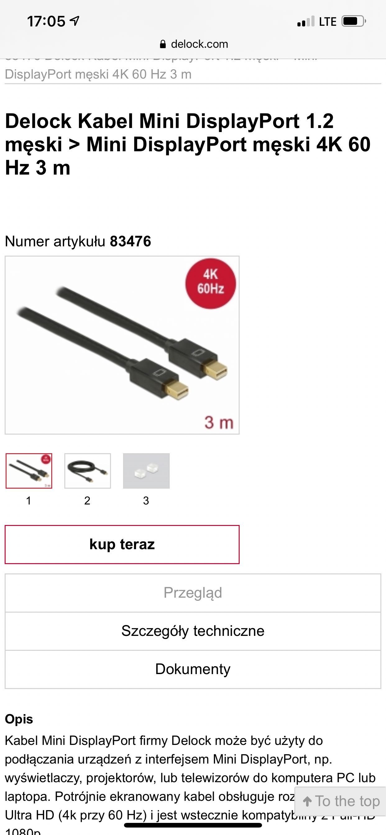 Delock kabel Mini DisplayPort 1.2 kod-83476
