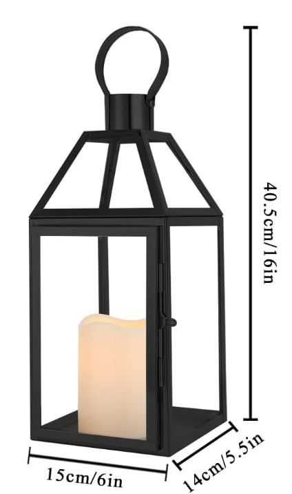 Duży lampion/latarnia 40.5cm ze stali nierdzewnej kolor czarny