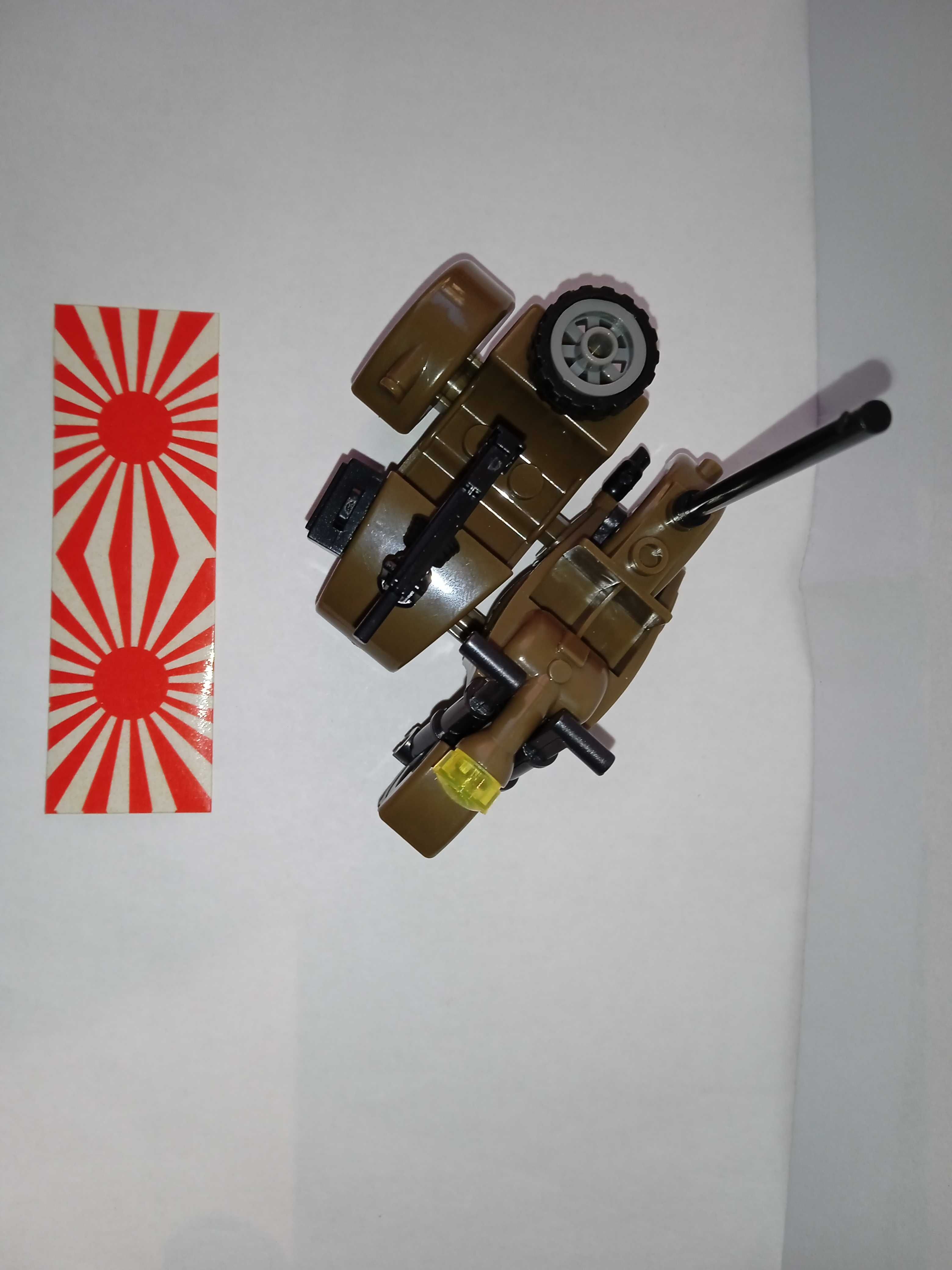 Klocki motocykl z koszem bocznym brąz ciemny ww2 komp. z Lego, Cobi