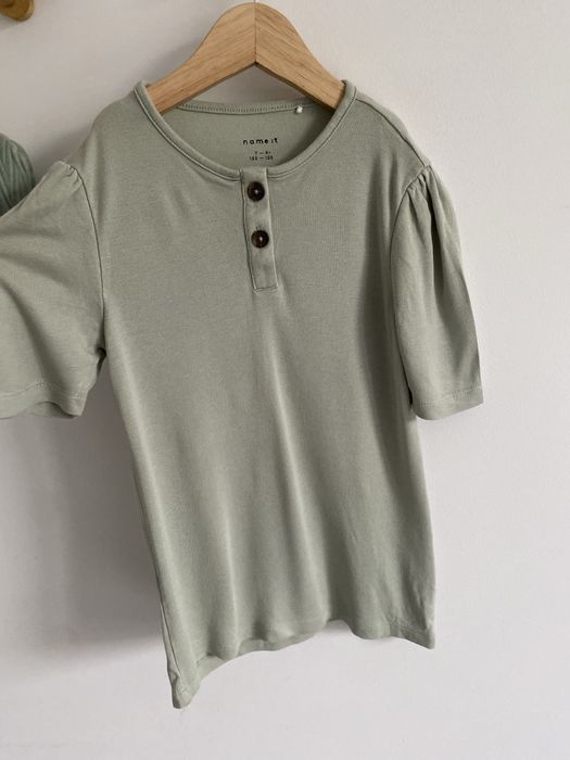 Bluzka name it 122/128 pistacjowa bufki guziki