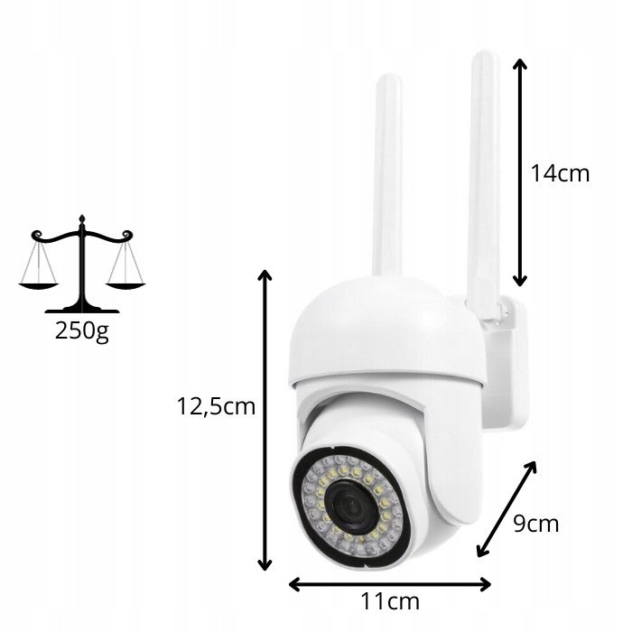 Kamera obrotowa Podczerwień Czujnik ruchu IP65 Full HD