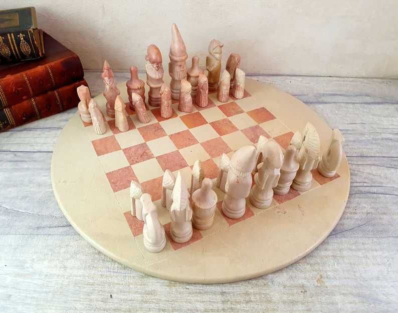 Jogo de xadrez artesanal em pedra sabão africana