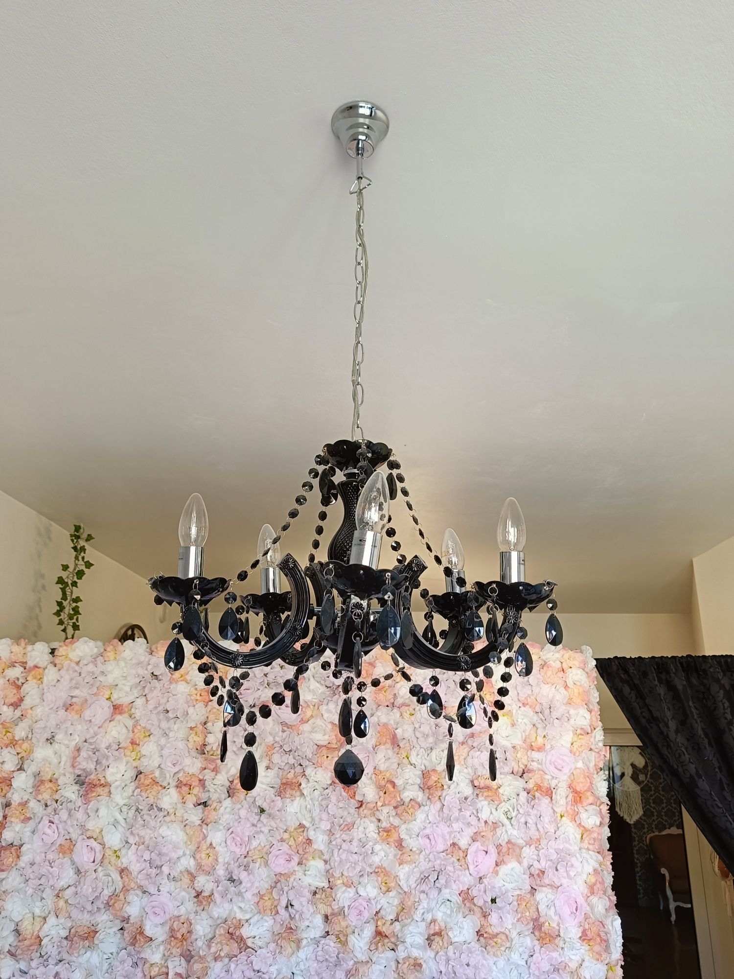 Lampa żyrandol Glamour czarny czarna kryształy