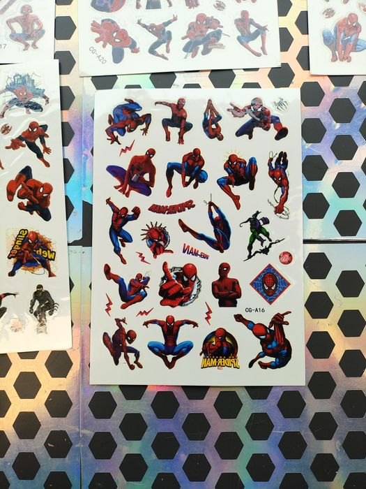 Świecące tatuaże spider Man komplet 6 arkuszy