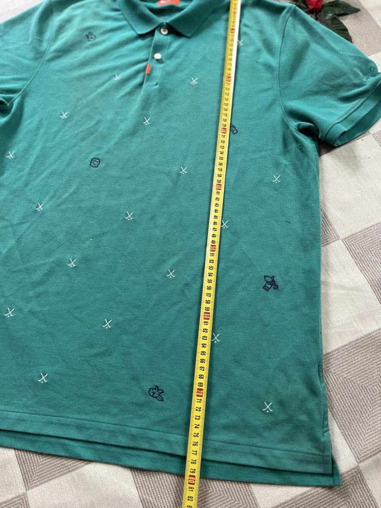Nike koszulka polo zielona z logo XL bawełniana luksusowa cotton