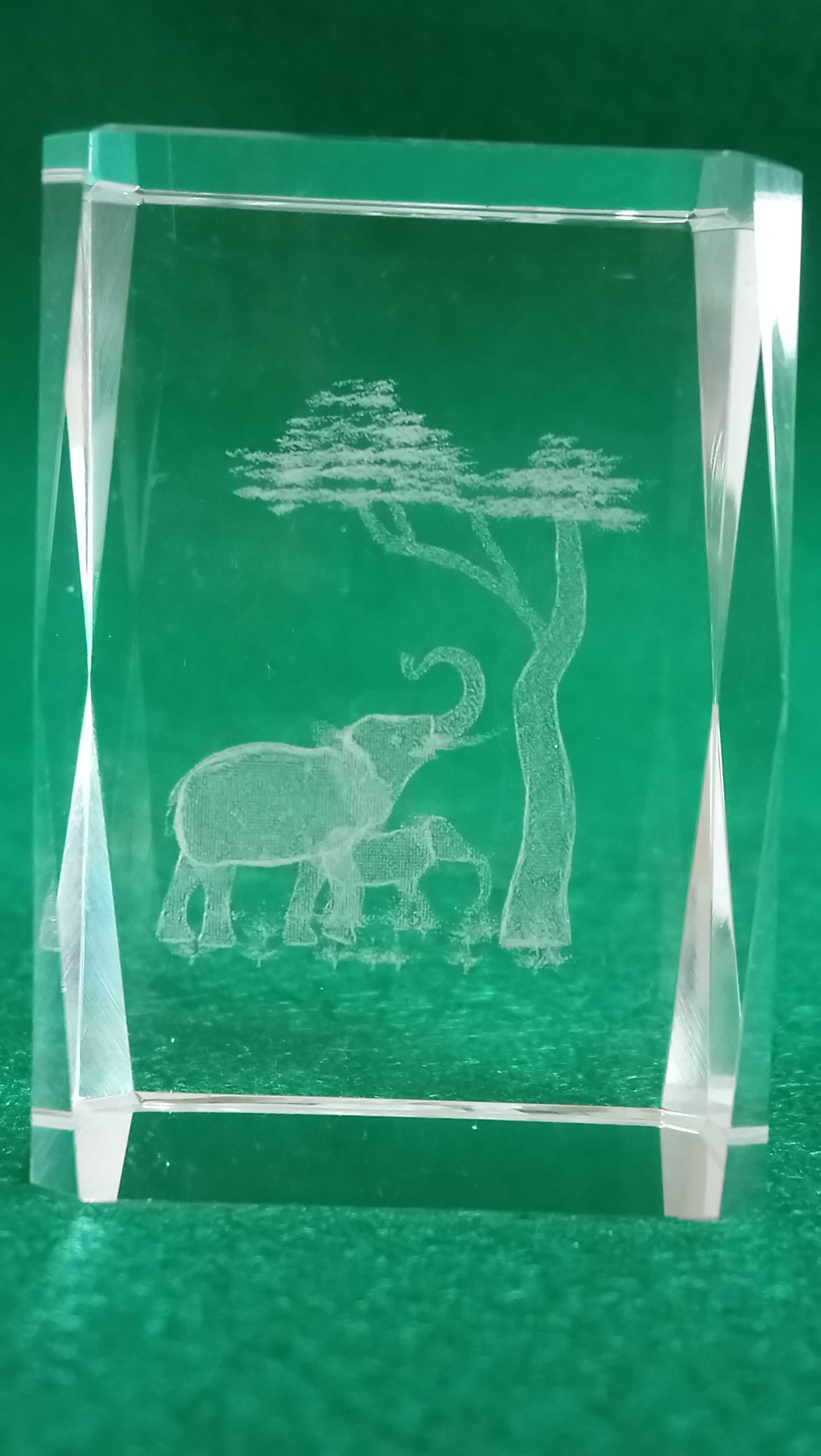 Kryształ 3D grawer w środku Słoniki przycisk do papieru, prezent