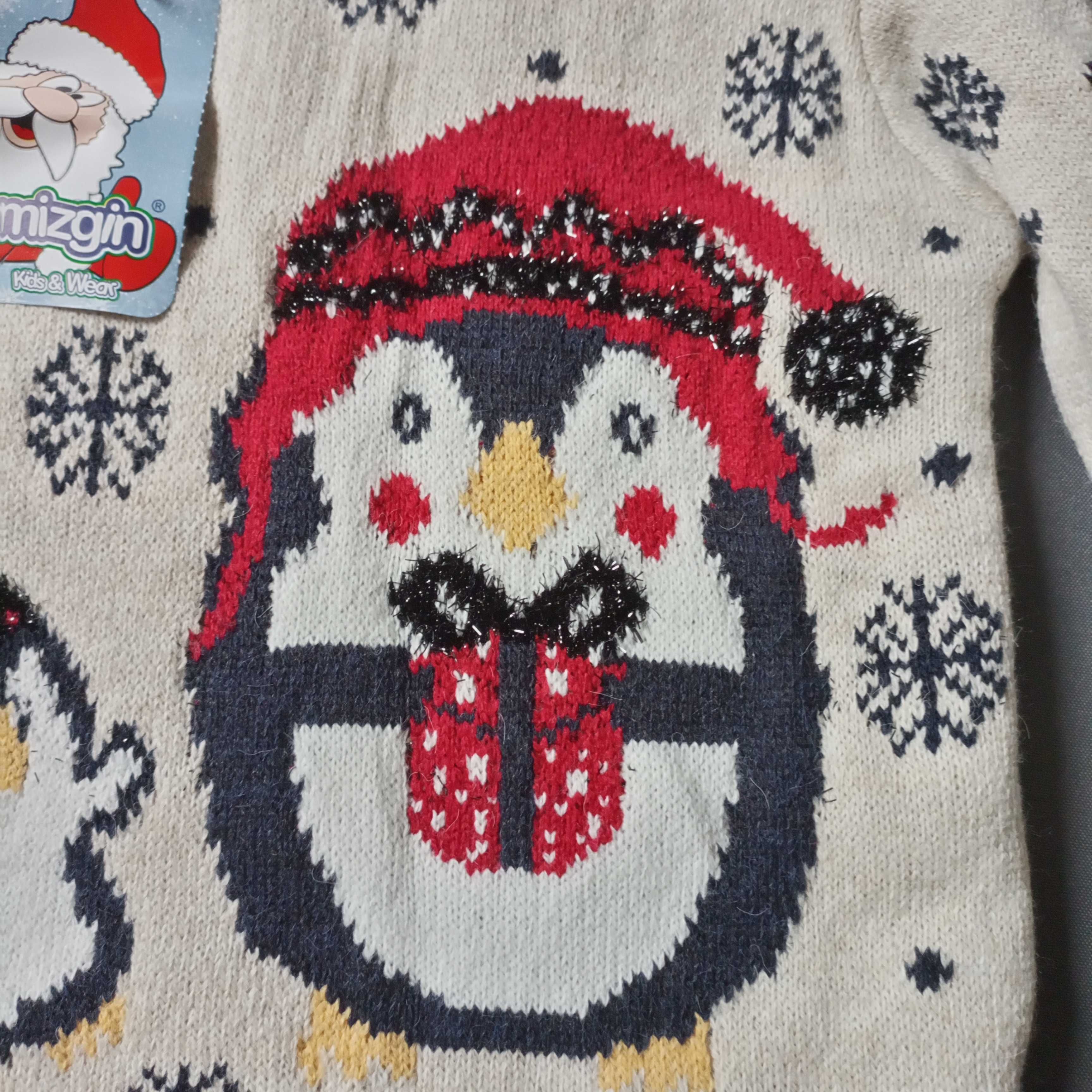 Теплый новогодний свитер для девочки или мальчика на 4-5 лет