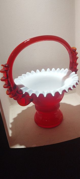 HSG  Ząbkowice Ludwik Fiedorowicz koszyk z falbanką szkło PRL