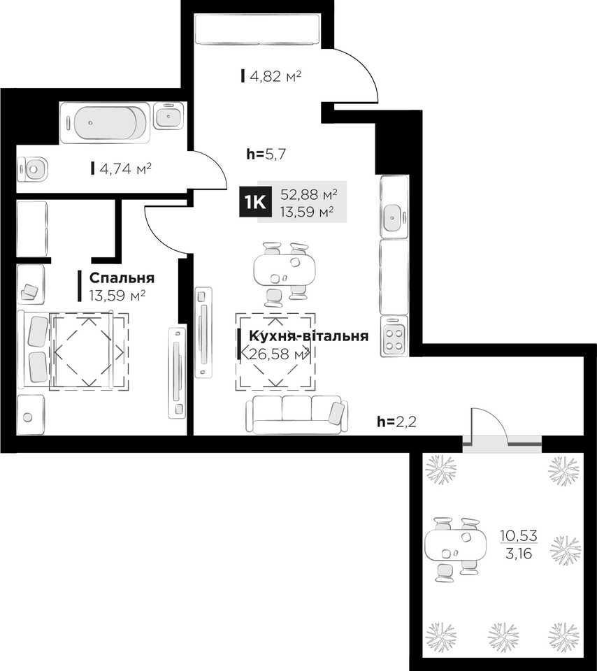 Продаж готової 1к квартири 49,72 м2 ЖК FEEL HOUSE бічна вул. Стрийська