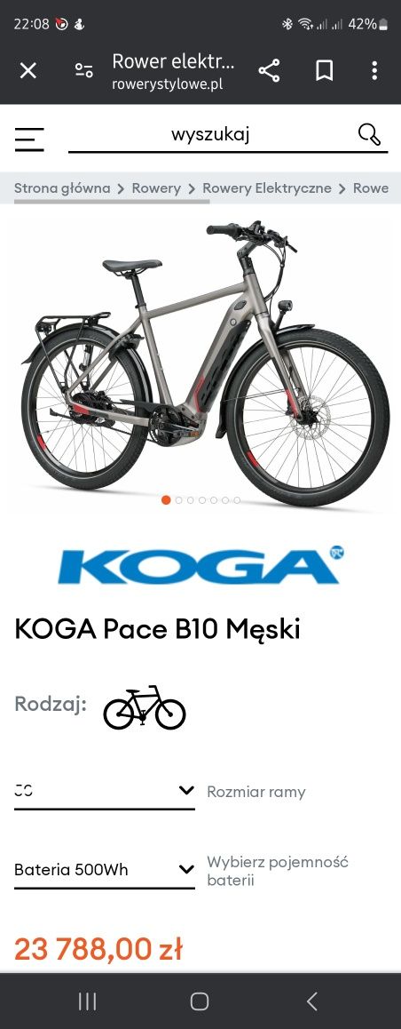 Rower elektryczny Koga Pece B10 Bosch Performance CX gen.4 85Nm