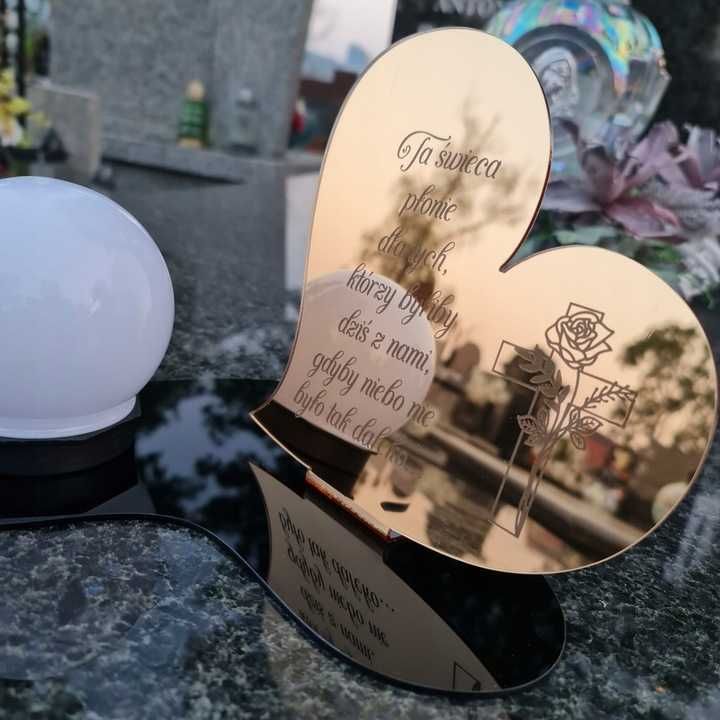 Znicz led statuetka złota na cmentarz grób duża wieczna lampka