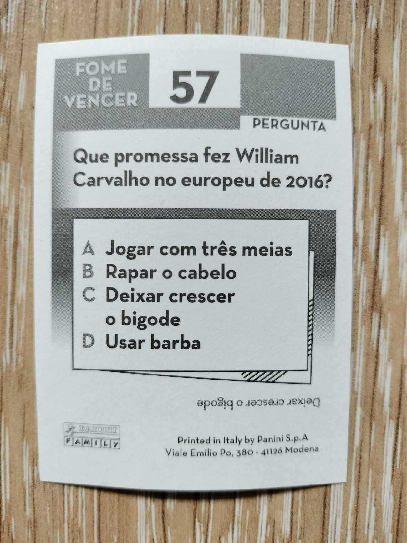 Cromo William Carvalho FPF Portugal