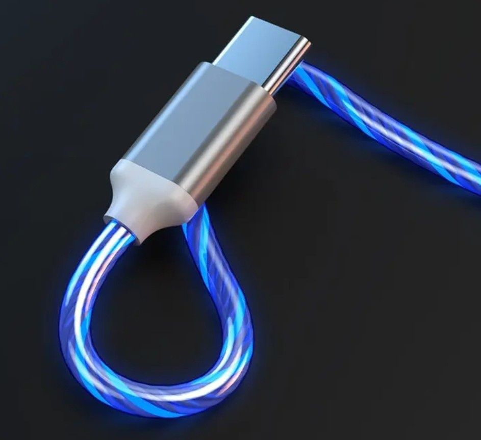 Przewód kabel ładowania USB 3 w 1 - USB-C / Micro / iPhone - niebieski