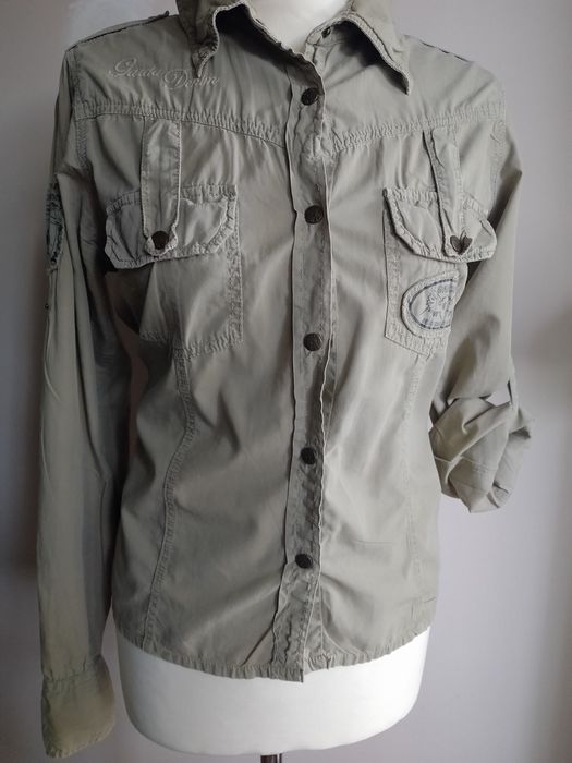 Militarna koszula, rozmiar L, khaki, bawełna i elastan