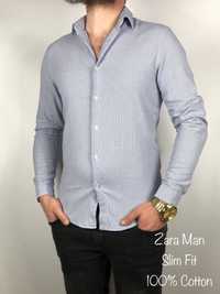 Bawełniana elegancka koszula wizytowa Zara Man Slim Fit z printem