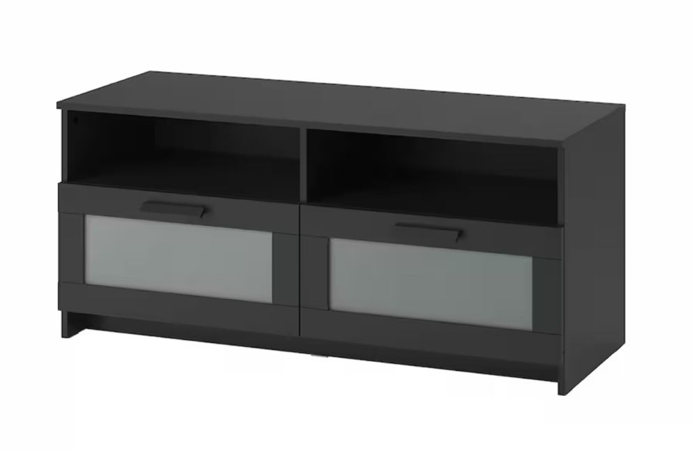 Movel Tv preto com duas gavetas