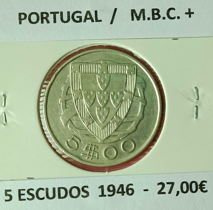 2 Moedas de 5 Escudos Prata da 2ª República Portuguesa (Emissão Anual)