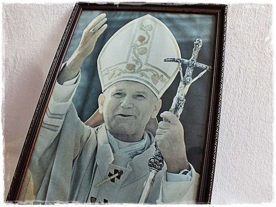 Stary Obraz Polski Papież Ojciec Święty Jan Paweł II 52cmx37cm