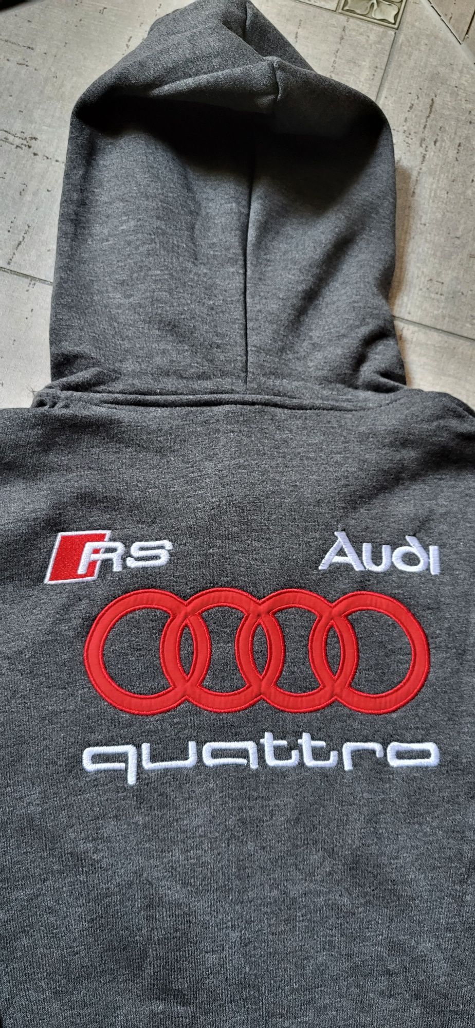 Audi bluza męska grafit szara kaptur premium logo M