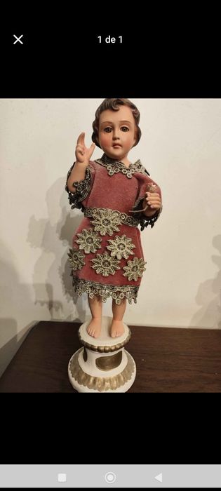 Menino Jesus em terracota com olhos de vidro