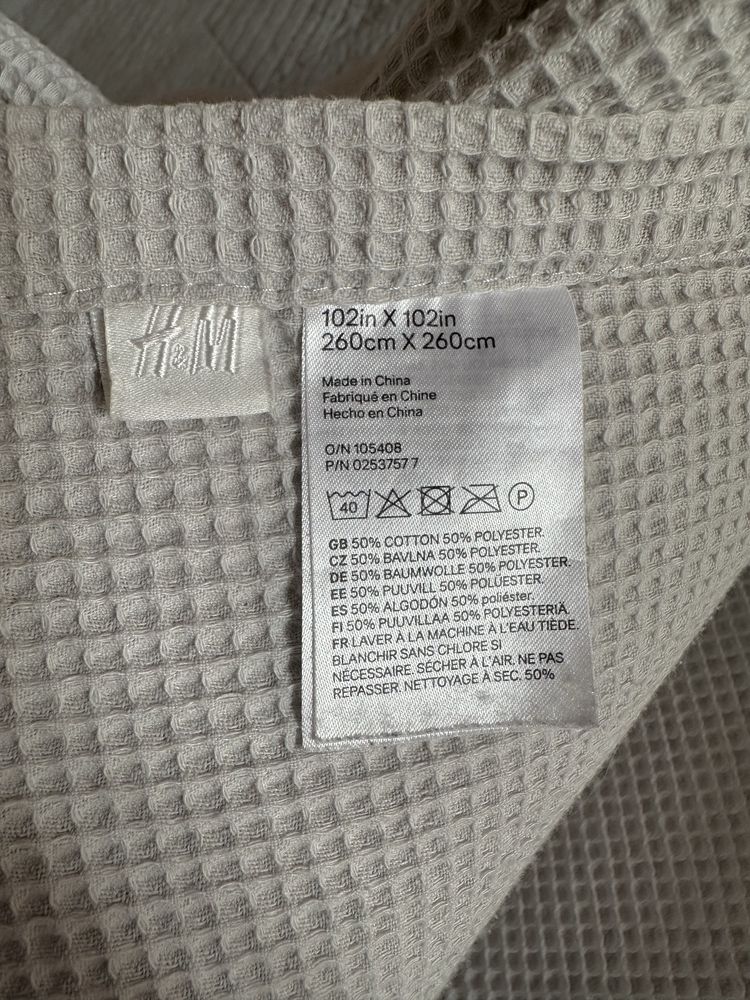 Вафельное покрывало H&M 260х260 см хлопок полиэстер 50/50