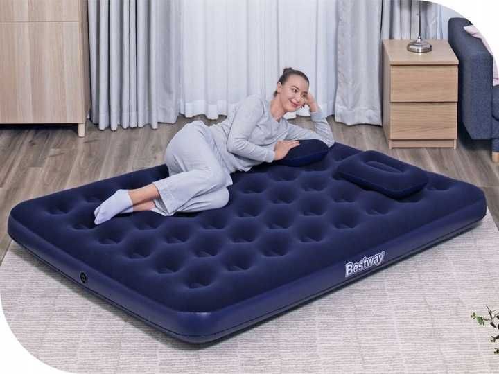 Bestway Łóżko Dmuchane Materac 2 Osobowy z Poduszkami i Pompką NOWY