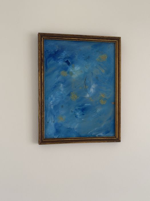 Quadro Abstrato Fluid Art acrilico por vazamento