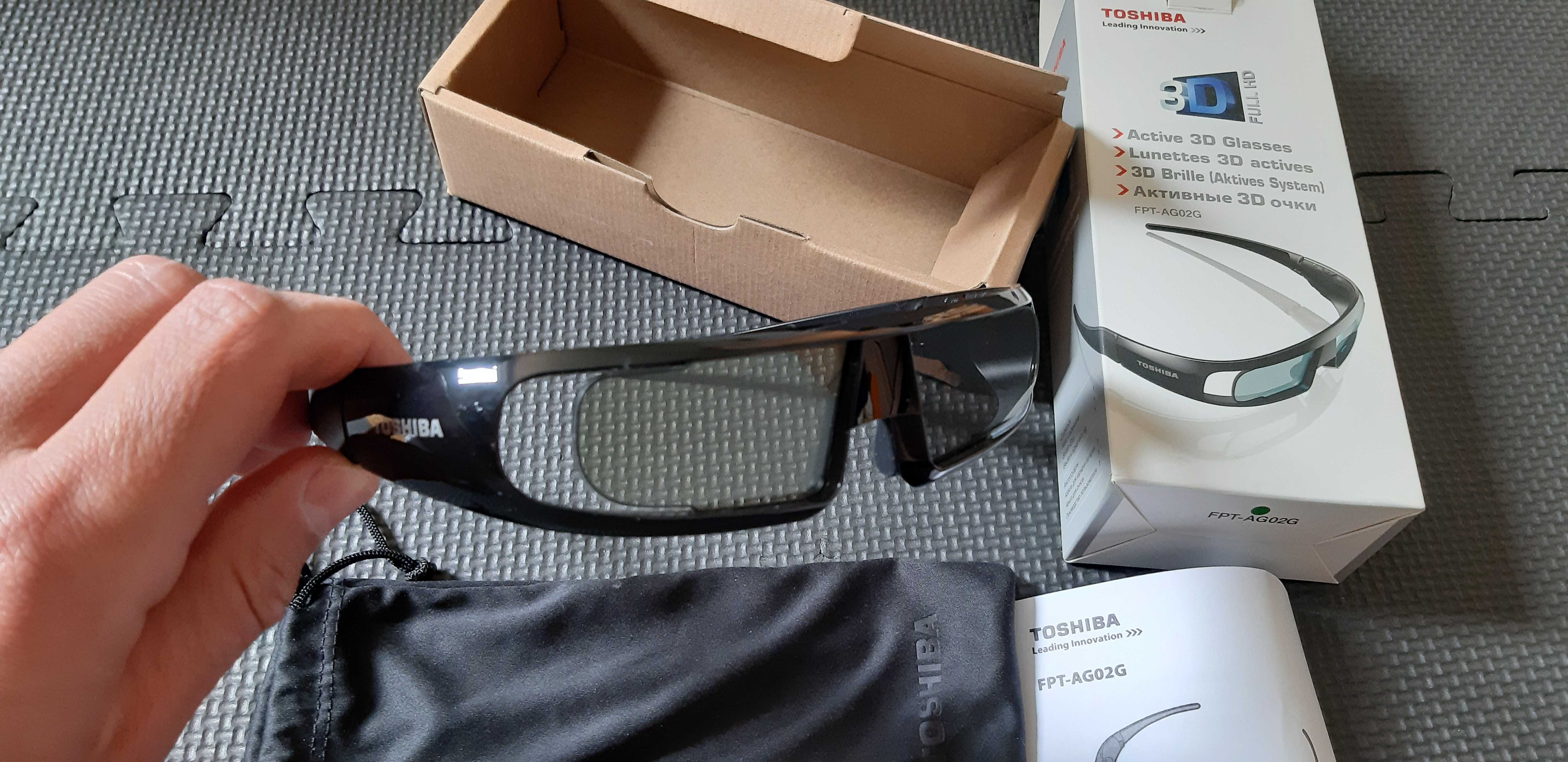Okulary (2 pary)  3d Toshiba FPT-AG02G Aktywne - Nowe; ETUI