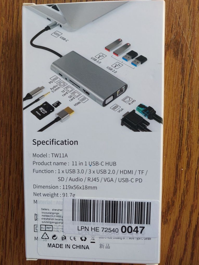 Hub USB C, stacja dokująca, adapter USB C 11 w 1