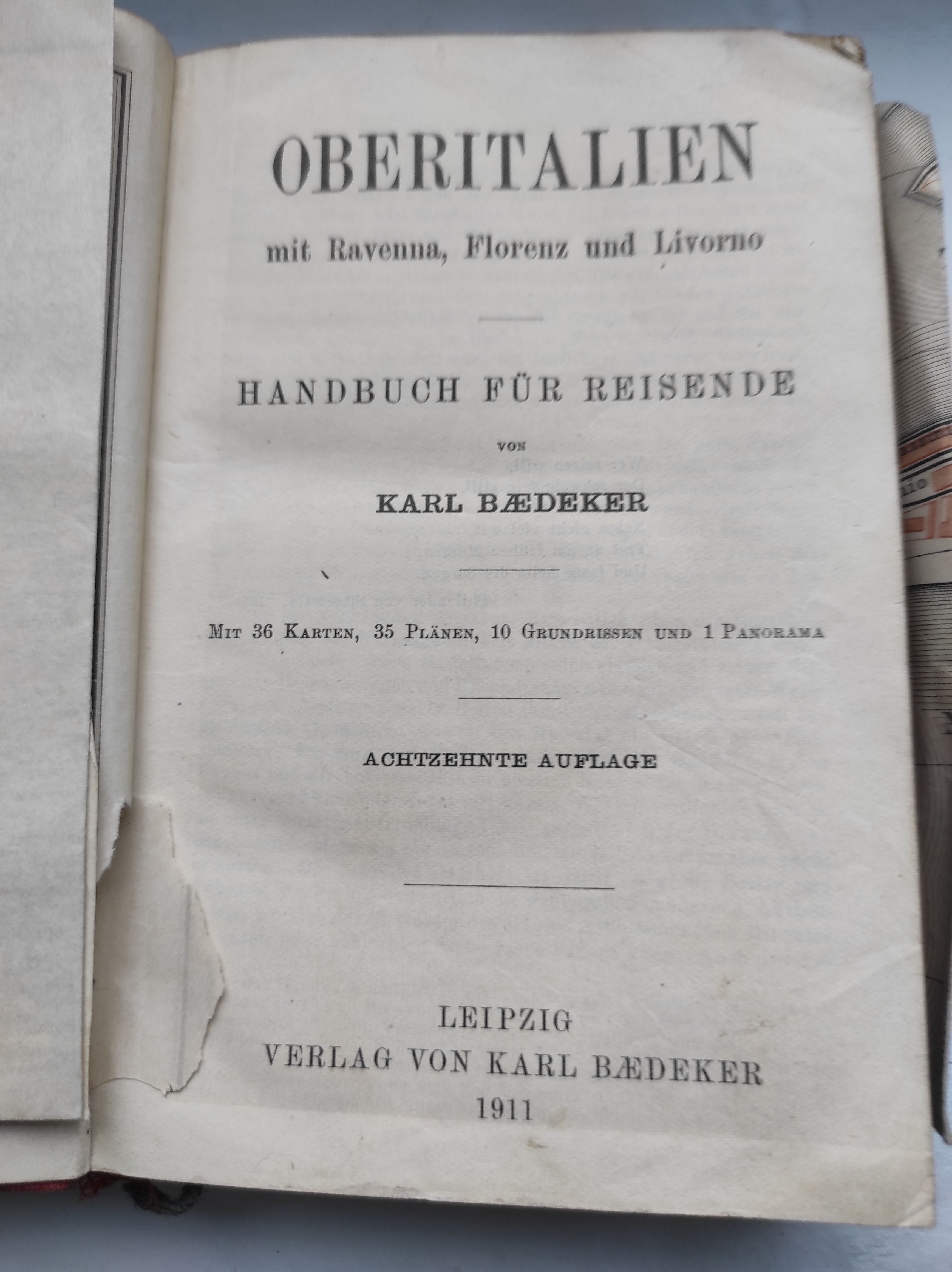 Przewodnik Baedekers OBERITALIEN - 1911r. (Z MAPKAMI)