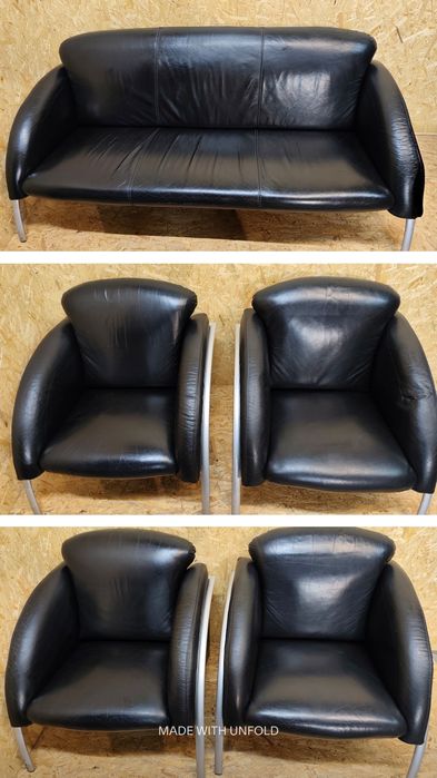 Komplet wypoczynkowy skórzany CULUMBUS sofa 3os + 4 fotele